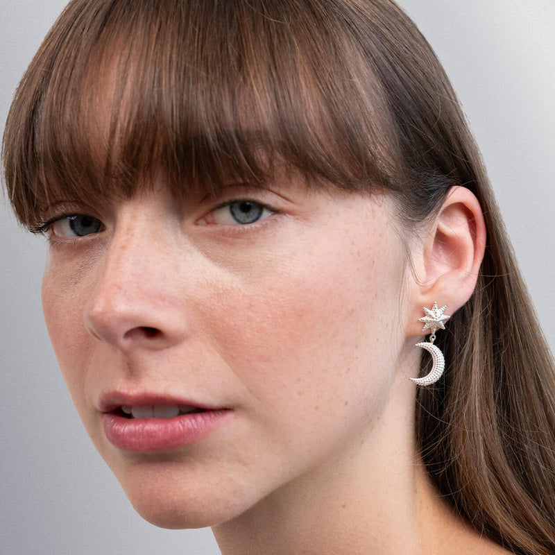 Zoe & Morgan Moonlight Earrings - Sterling Silver-Earrings-Walker & Hall