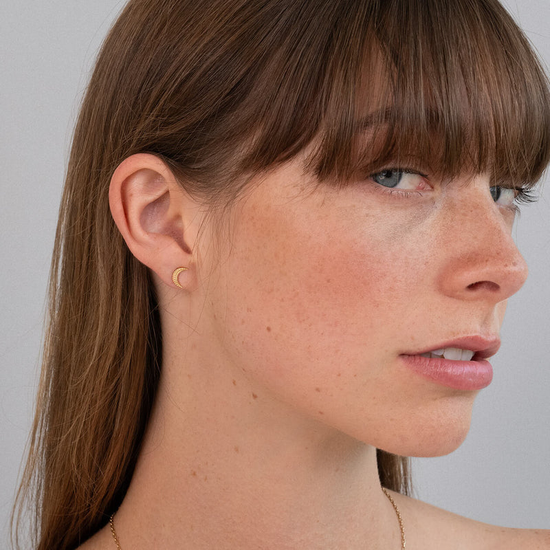 Zoe & Morgan Moonlight Stud Earrings - Gold Vermeil-Earrings-Walker & Hall