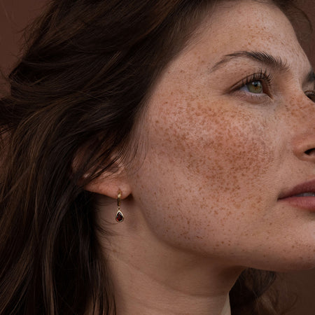 Zoe & Morgan Ophelia Hoop Earrings - Gold Vermeil & Garnet - Earrings - Walker & Hall