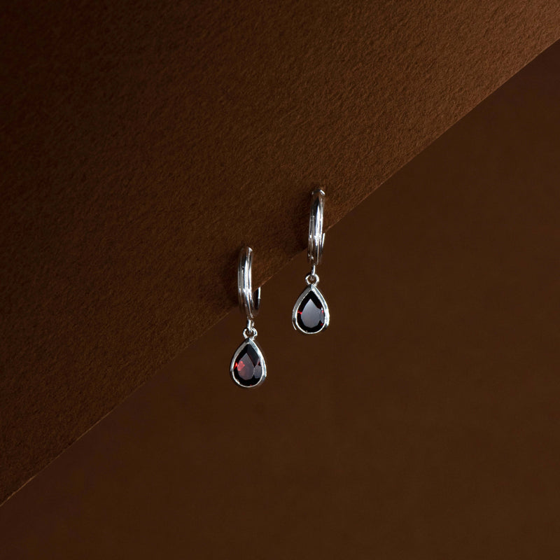 Zoe & Morgan Ophelia Hoop Earrings - Sterling Silver & Garnet - Earrings - Walker & Hall