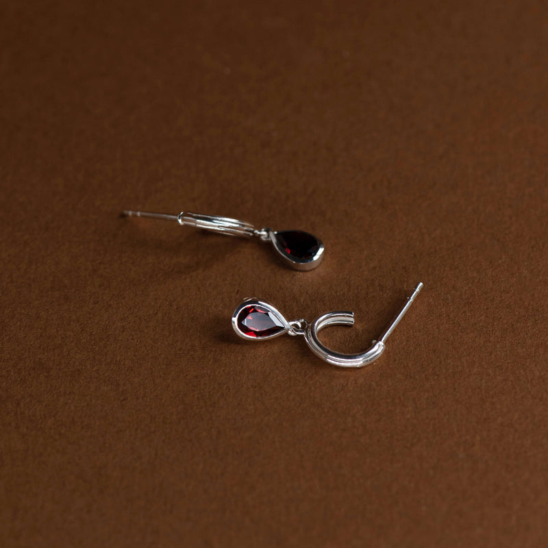 Zoe & Morgan Ophelia Hoop Earrings - Sterling Silver & Garnet - Earrings - Walker & Hall