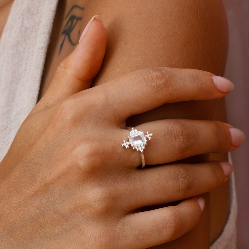 Zoe & Morgan Reya Ring - Sterling Silver & White Topaz-Ring-Walker & Hall