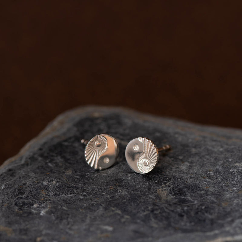 Zoe & Morgan Yin Yang Stud Earrings - Sterling Silver-Earrings-Walker & Hall