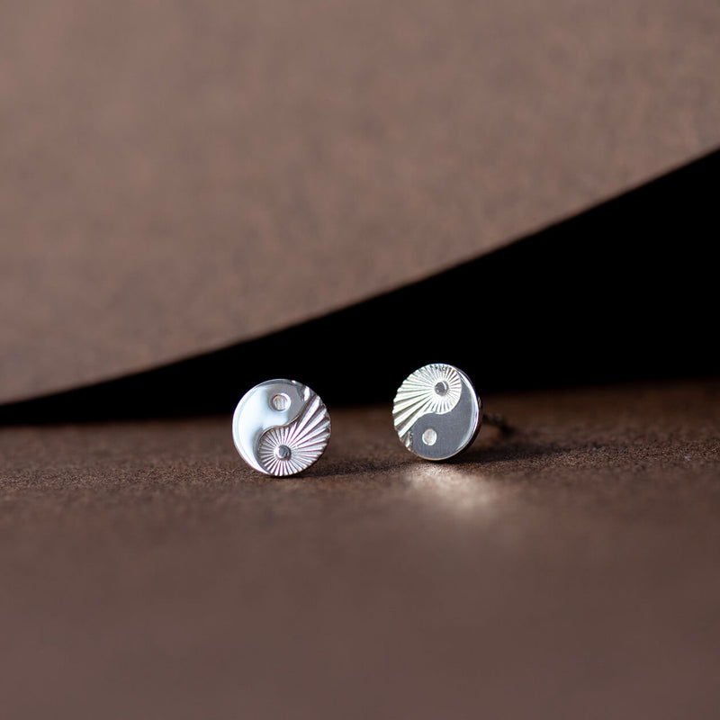 Zoe & Morgan Yin Yang Stud Earrings - Sterling Silver-Earrings-Walker & Hall