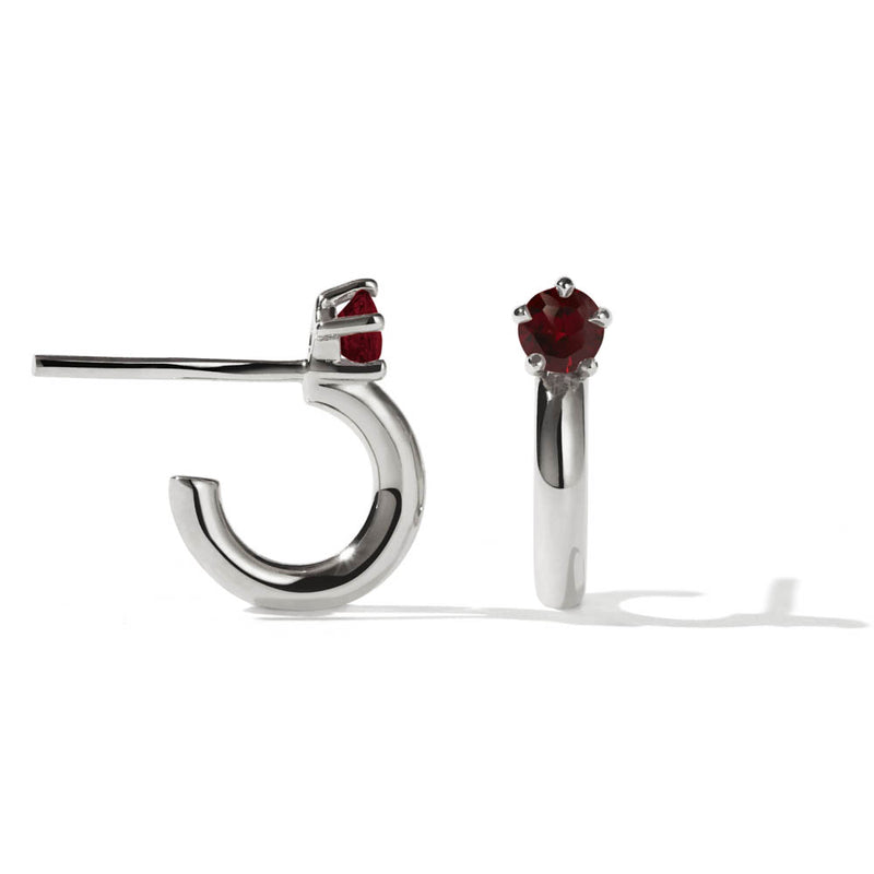 Meadowlark Bisous Hoop Earrings - Sterling Silver & Garnet-Earrings-Walker & Hall