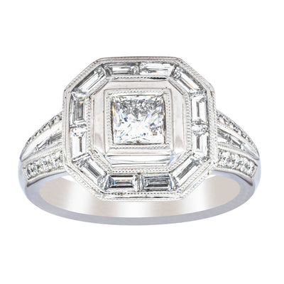 Platinum Princess Cut Diamond Ring-Ring-Walker & Hall