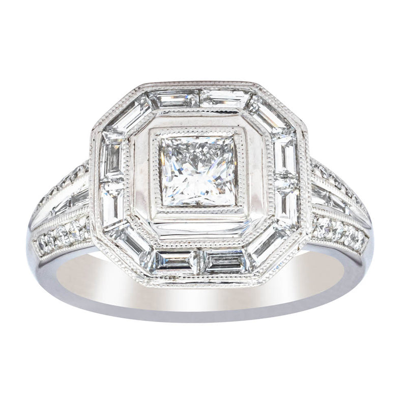 Platinum Princess Cut Diamond Ring-Ring-Walker & Hall