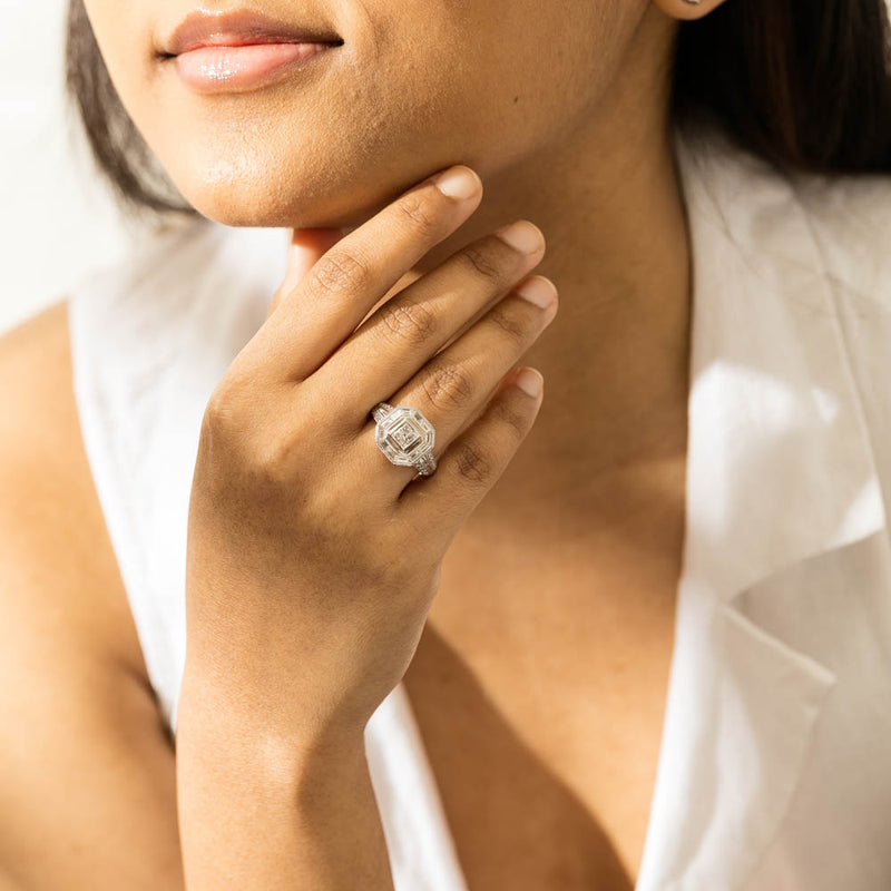 Platinum Princess Cut Diamond Ring-Ring-Walker & Hall