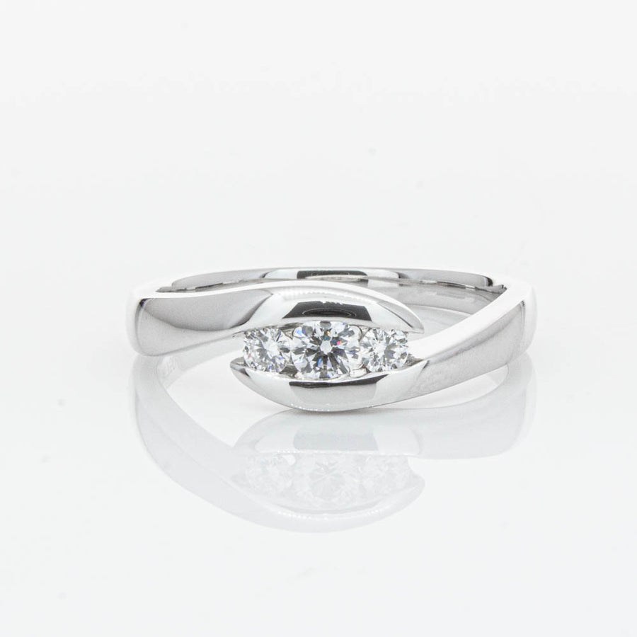 18ct White Gold Diamond Solstice Ring-Ring-Walker & Hall