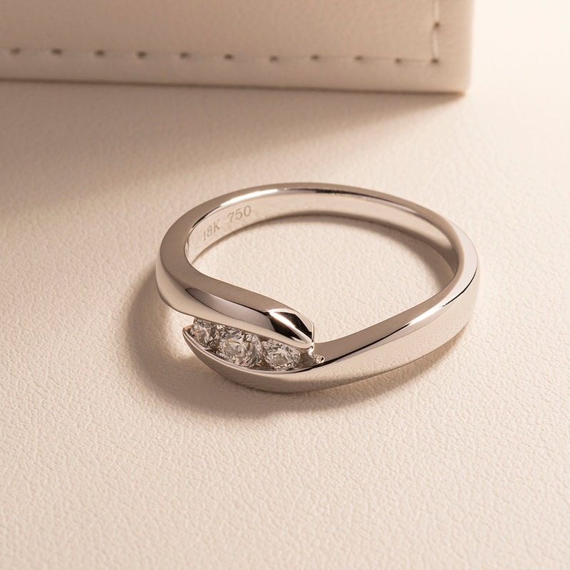 18ct White Gold Diamond Solstice Ring-Ring-Walker & Hall