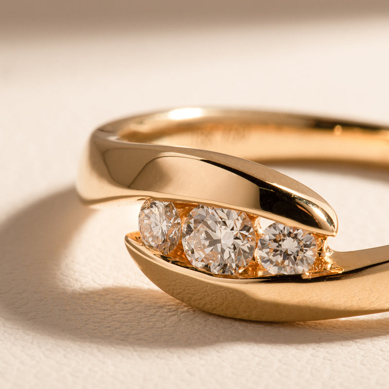 18ct Yellow Gold Diamond Solstice Ring-Ring-Walker & Hall