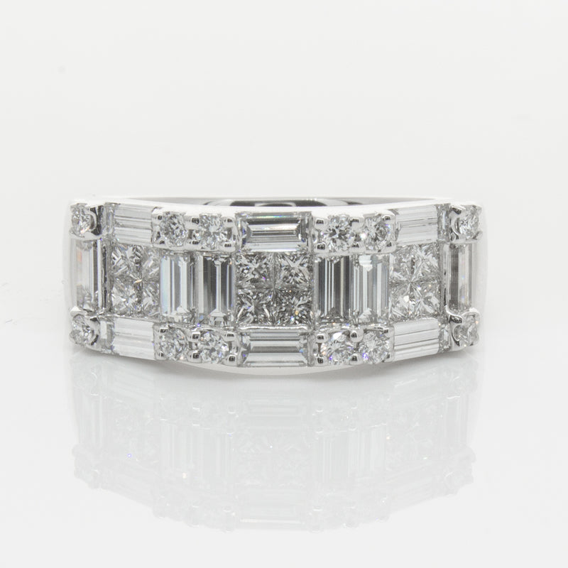 18ct White Gold Diamond Quattro Ring-Ring-Walker & Hall