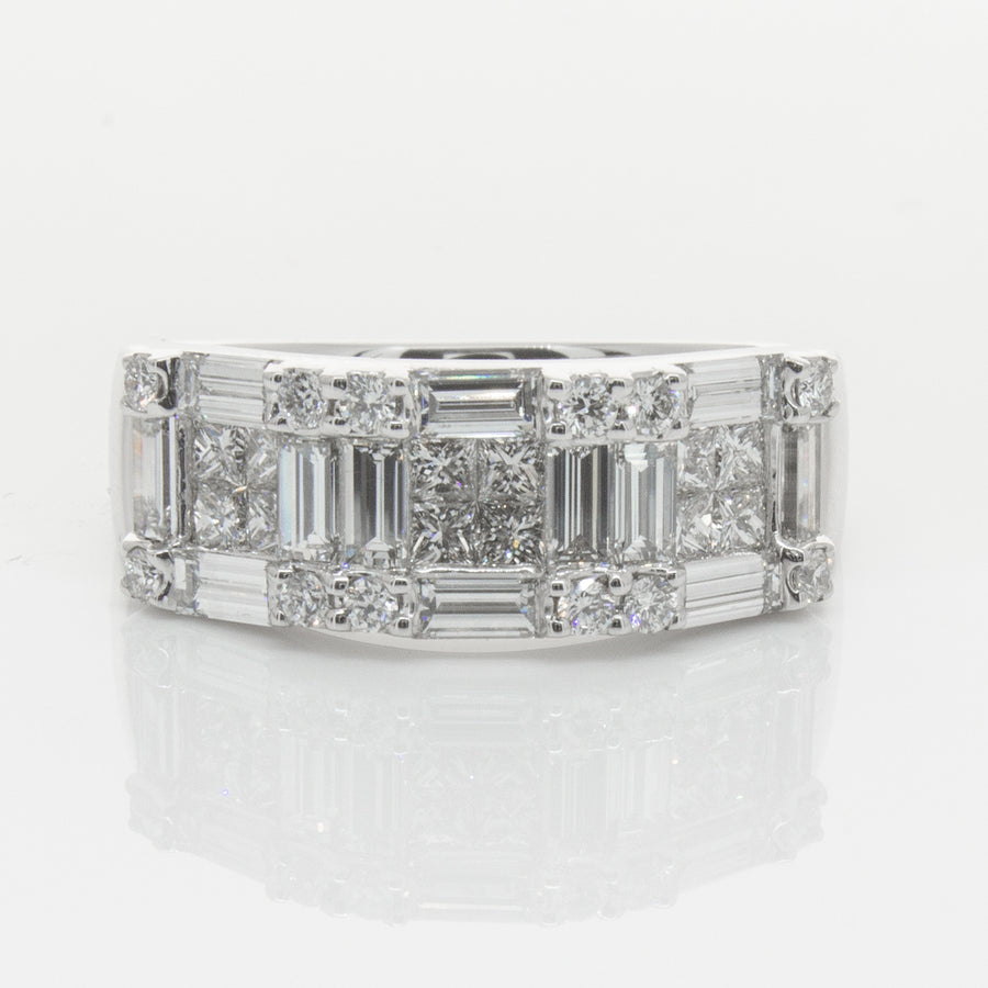 18ct White Gold Diamond Quattro Ring-Ring-Walker & Hall