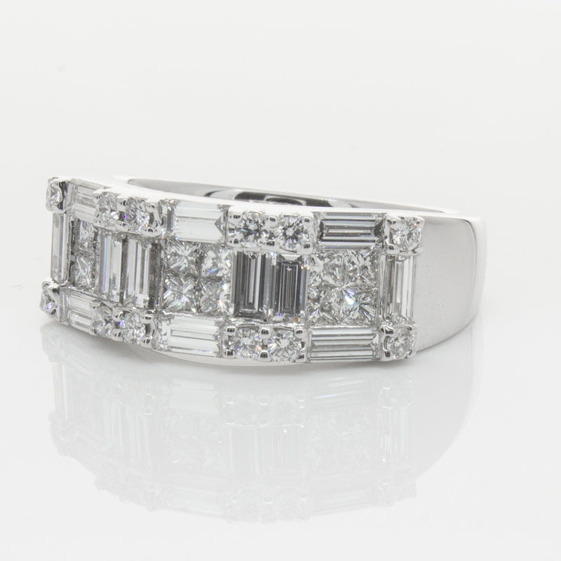 18ct White Gold Diamond Quattro Ring-Ring-Walker & Hall