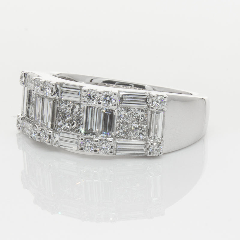 18ct White Gold Diamond Quattro Ring-Ring-Walker & Hall