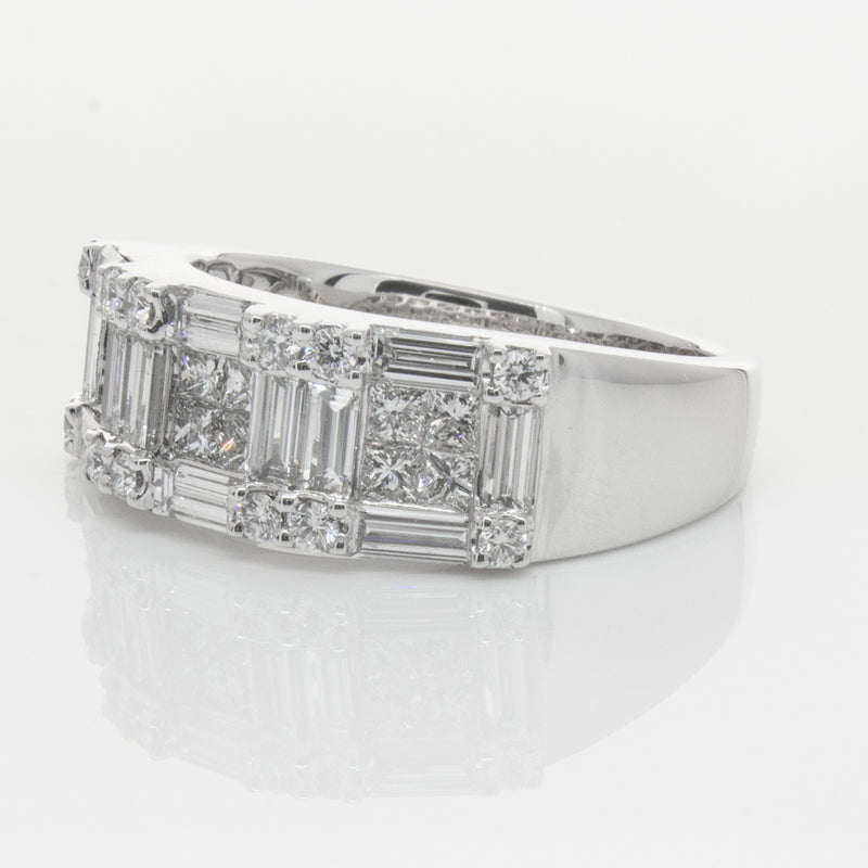 18ct White Gold Diamond Quattro Ring-Ring-Walker & Hall