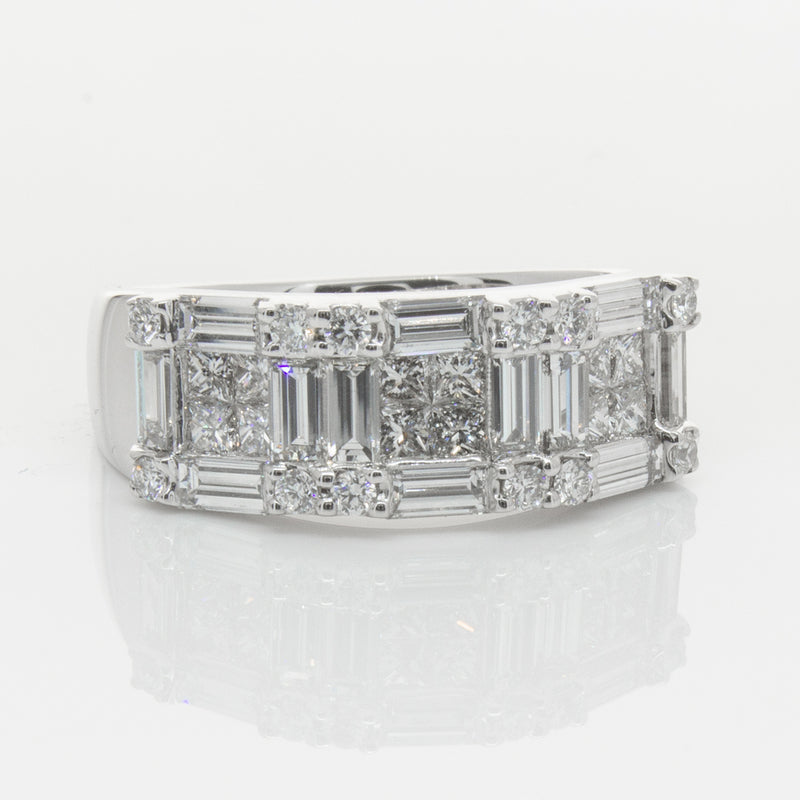 18ct White Gold Diamond Quattro Ring-Ring-Walker & Hall