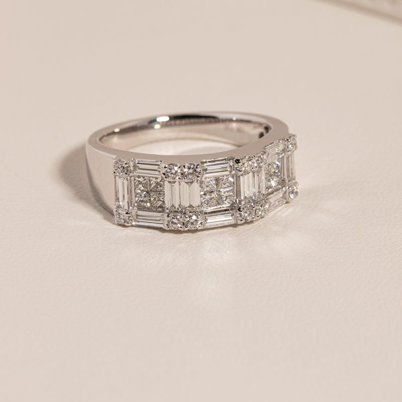 18ct White Gold Diamond Quattro Ring-Ring-Walker & Hall