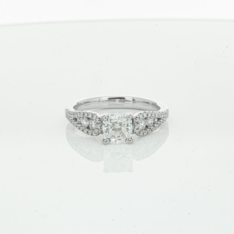 18ct White Gold Cushion Cut Diamond Ring-Ring-Walker & Hall