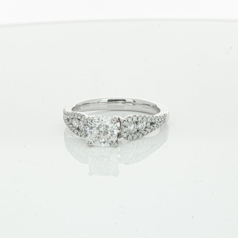 18ct White Gold Cushion Cut Diamond Ring-Ring-Walker & Hall