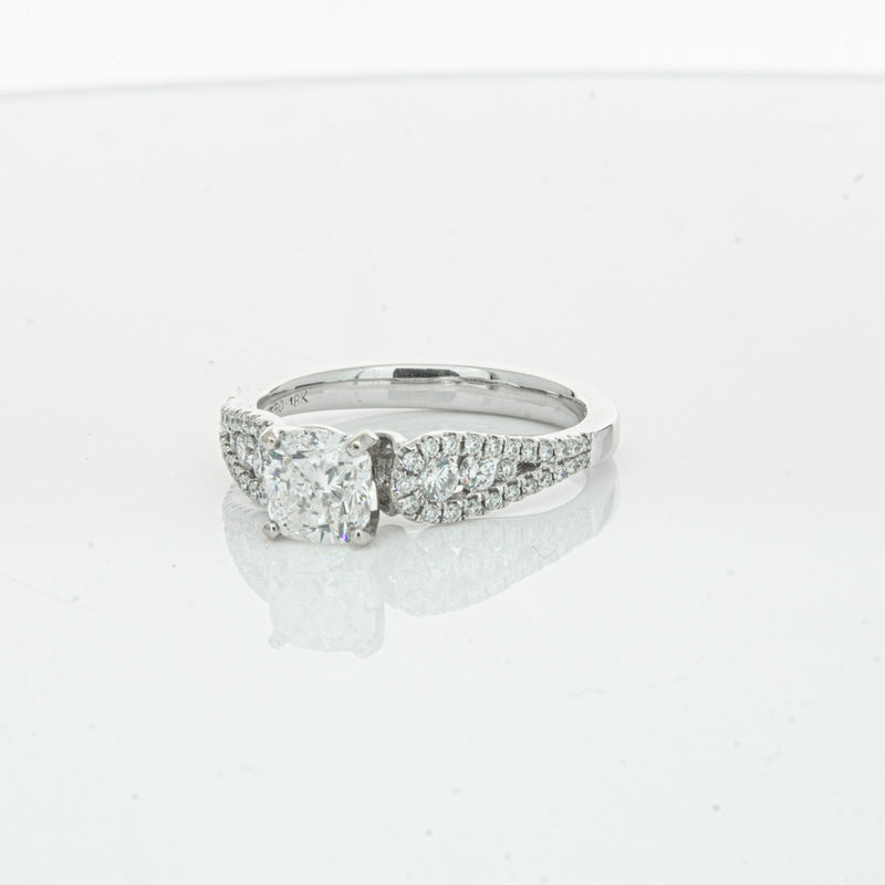 18ct White Gold Cushion Cut Diamond Ring-Ring-Walker & Hall