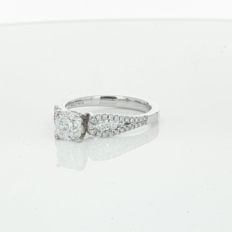 18ct White Gold Cushion Cut Diamond Ring-Ring-Walker & Hall