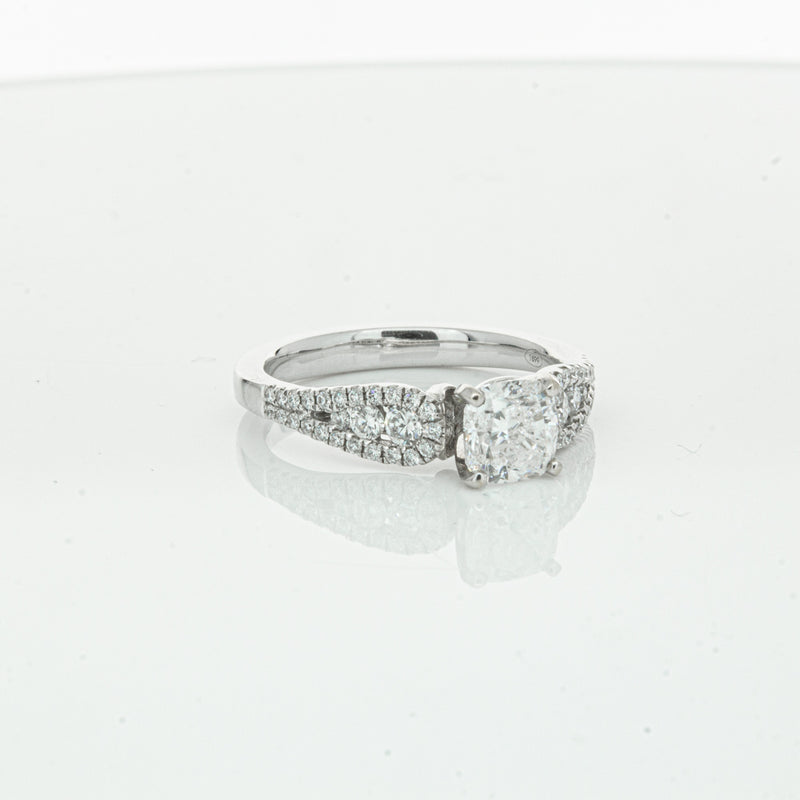 18ct White Gold Cushion Cut Diamond Ring-Ring-Walker & Hall