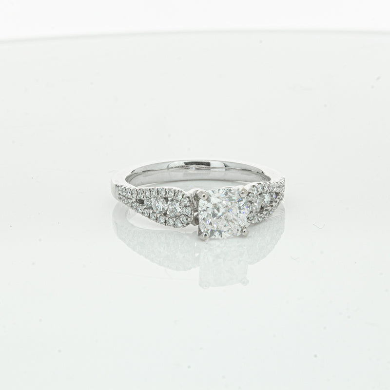 18ct White Gold Cushion Cut Diamond Ring-Ring-Walker & Hall