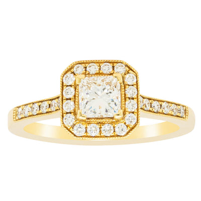 18ct Yellow Gold .50ct Princess Cut Diamond Mandalay Ring-Ring-Walker & Hall