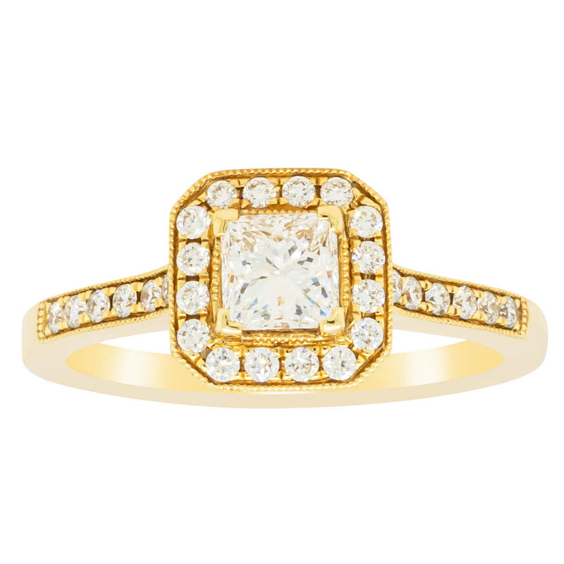 18ct Yellow Gold .50ct Princess Cut Diamond Mandalay Ring-Ring-Walker & Hall