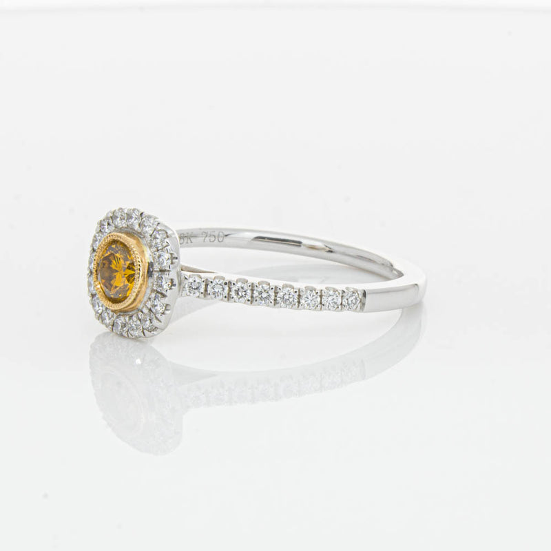 18ct White & Rose Gold Yellow Diamond Ring-Ring-Walker & Hall