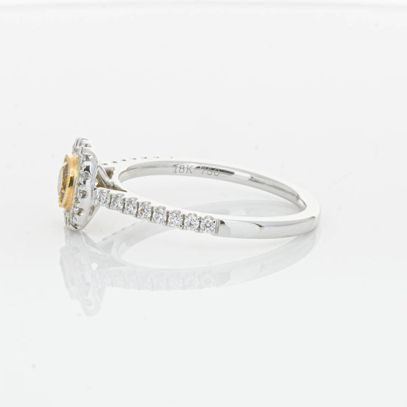18ct White & Rose Gold Yellow Diamond Ring-Ring-Walker & Hall