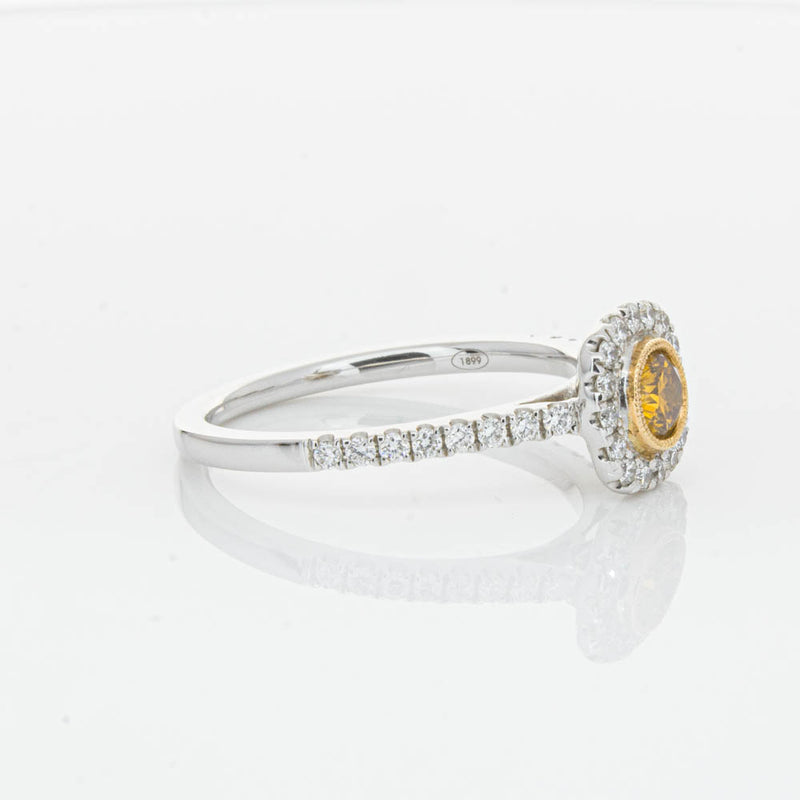 18ct White & Rose Gold Yellow Diamond Ring-Ring-Walker & Hall