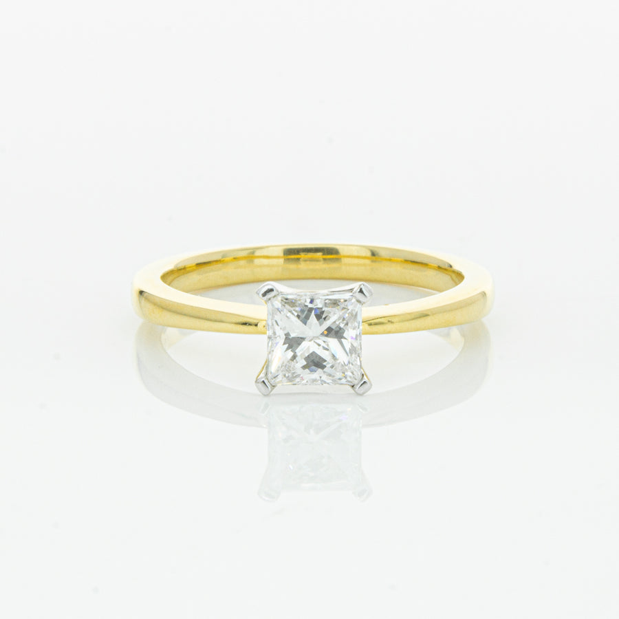 18ct Yellow Gold .70ct Princess Cut Diamond Royale Ring-Ring-Walker & Hall