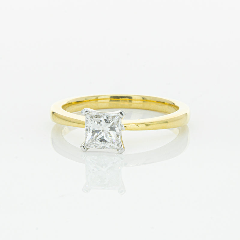 18ct Yellow Gold .70ct Princess Cut Diamond Royale Ring-Ring-Walker & Hall