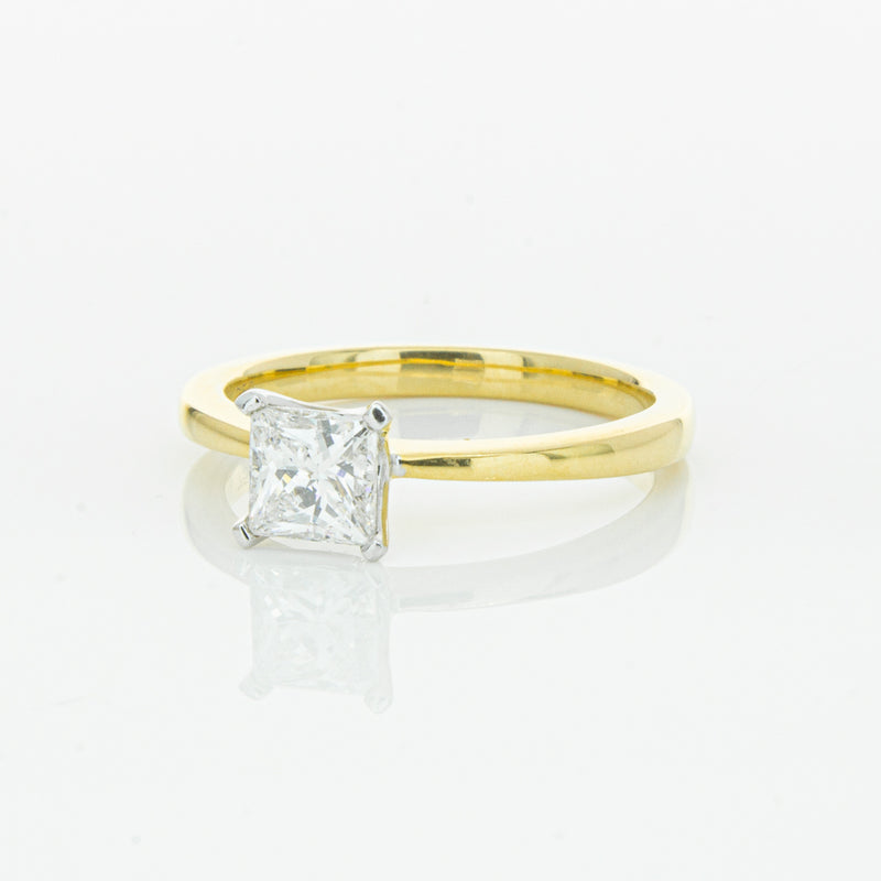 18ct Yellow Gold .70ct Princess Cut Diamond Royale Ring-Ring-Walker & Hall