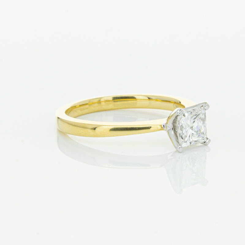 18ct Yellow Gold .70ct Princess Cut Diamond Royale Ring-Ring-Walker & Hall