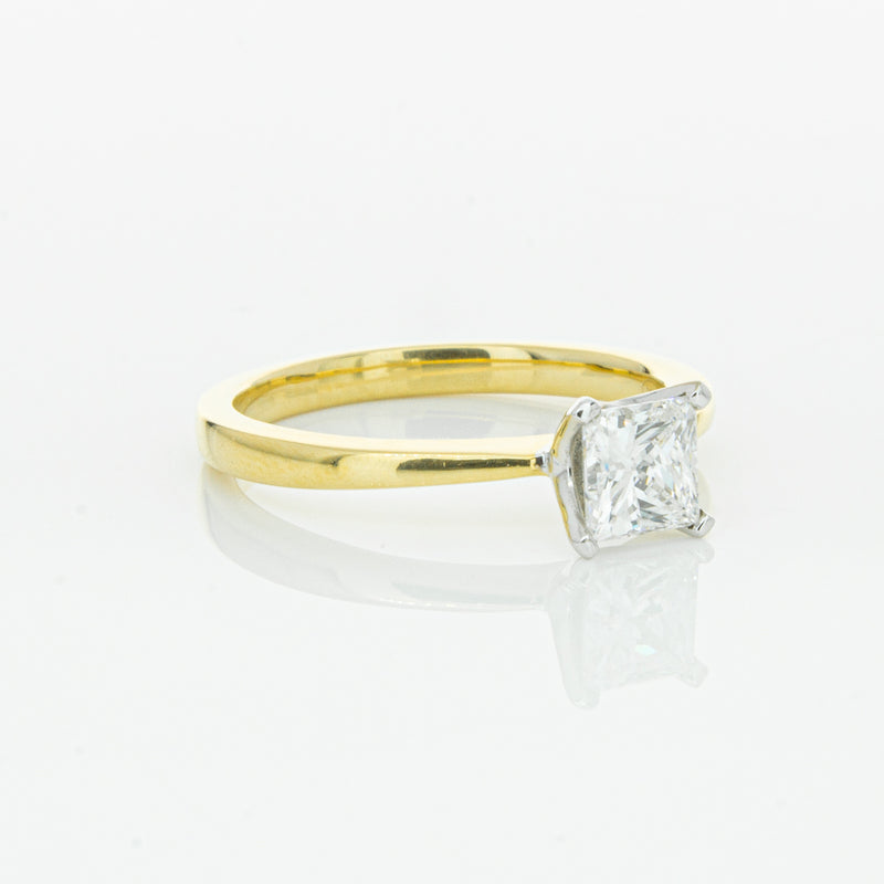 18ct Yellow Gold .70ct Princess Cut Diamond Royale Ring-Ring-Walker & Hall