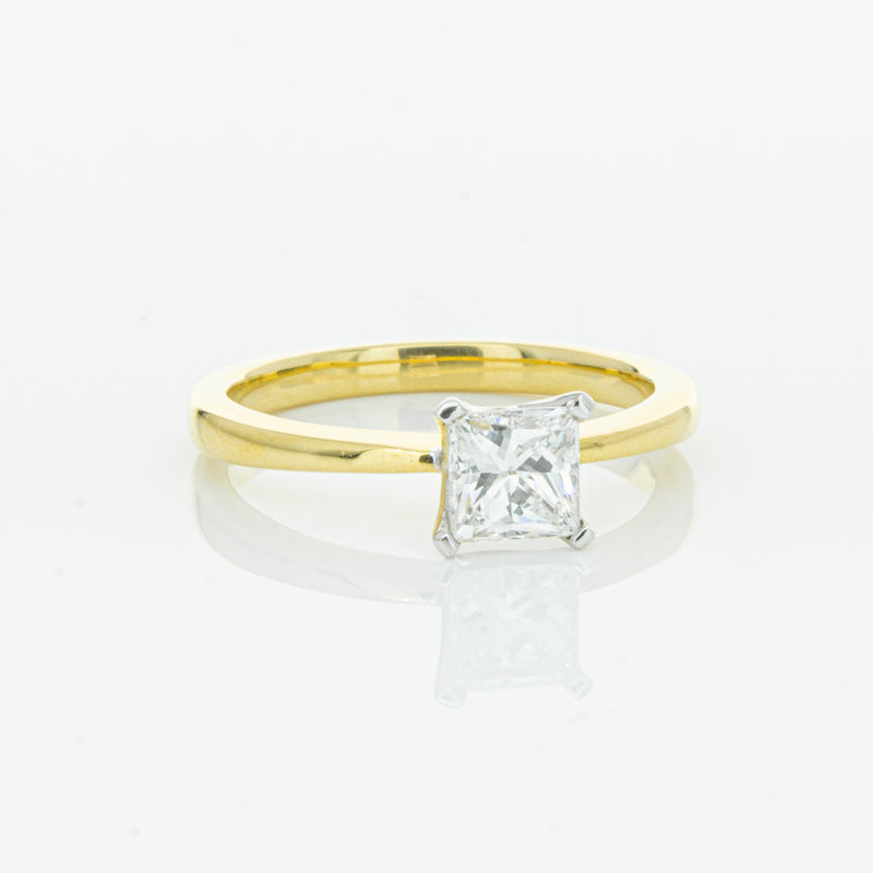 18ct Yellow Gold .70ct Princess Cut Diamond Royale Ring-Ring-Walker & Hall