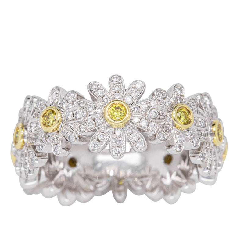 18ct White Gold Diamond Daisy Ring-Ring-Walker & Hall