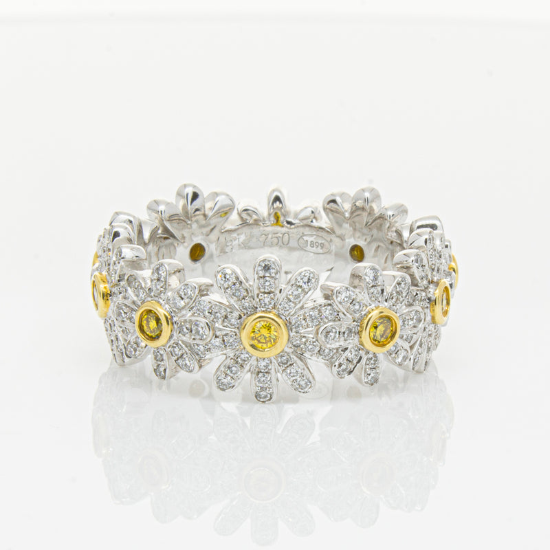 18ct White Gold Diamond Daisy Ring-Ring-Walker & Hall