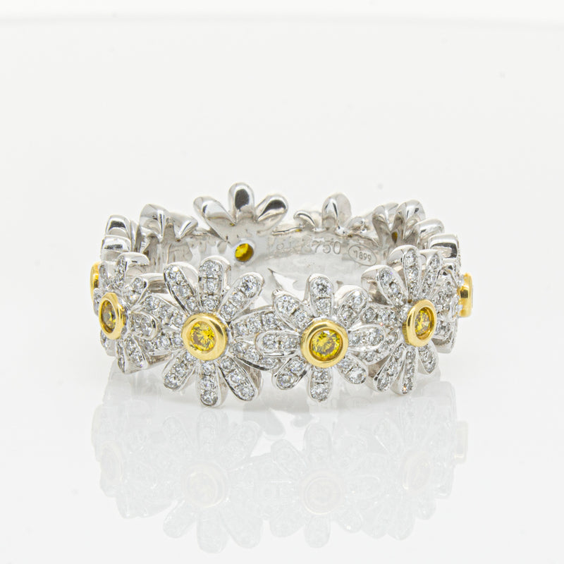 18ct White Gold Diamond Daisy Ring-Ring-Walker & Hall