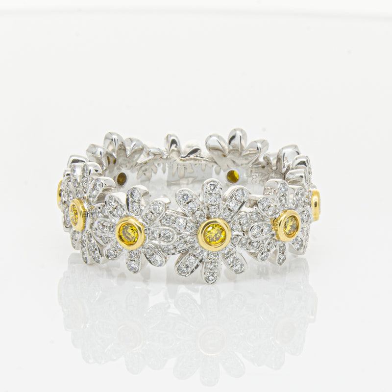 18ct White Gold Diamond Daisy Ring-Ring-Walker & Hall