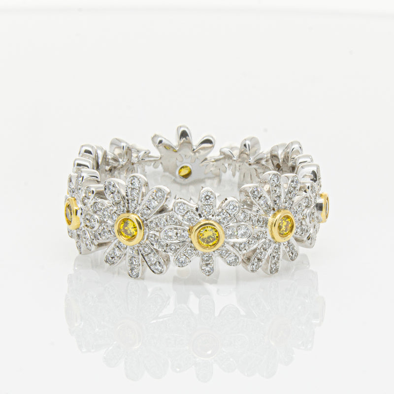 18ct White Gold Diamond Daisy Ring-Ring-Walker & Hall