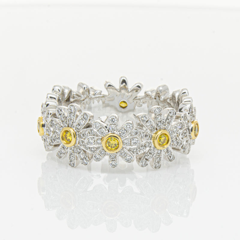 18ct White Gold Diamond Daisy Ring-Ring-Walker & Hall