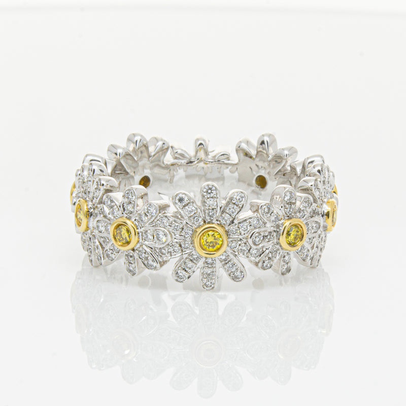 18ct White Gold Diamond Daisy Ring-Ring-Walker & Hall
