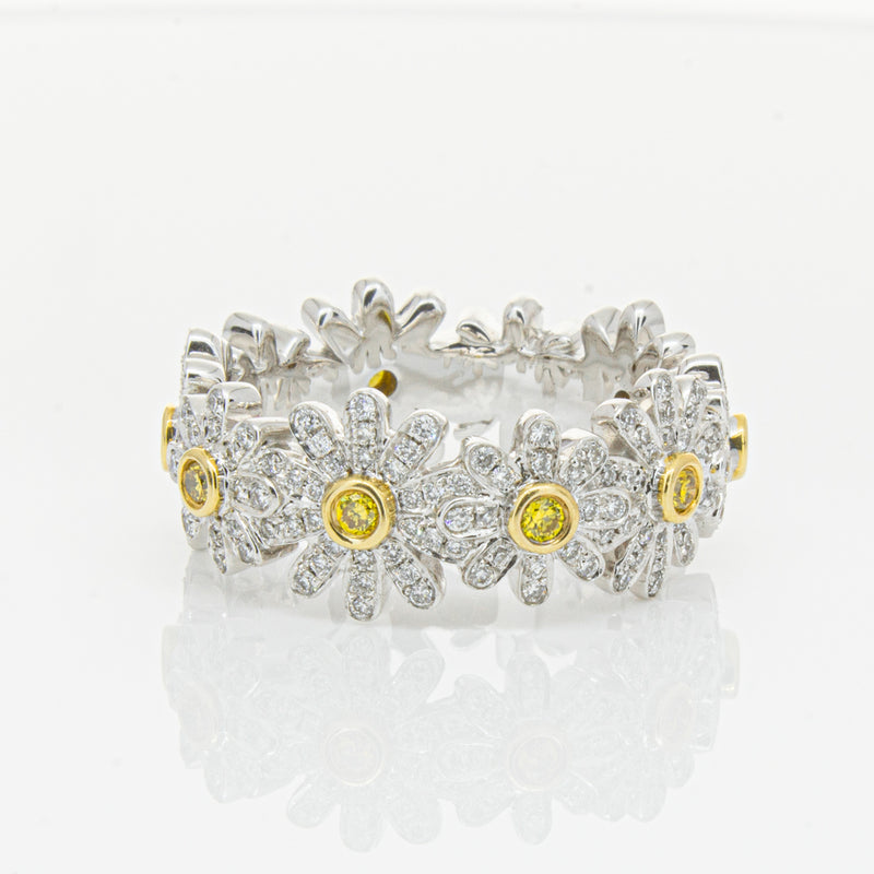 18ct White Gold Diamond Daisy Ring-Ring-Walker & Hall