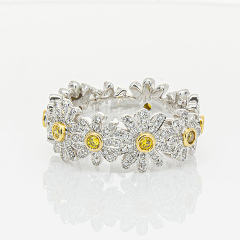 18ct White Gold Diamond Daisy Ring-Ring-Walker & Hall