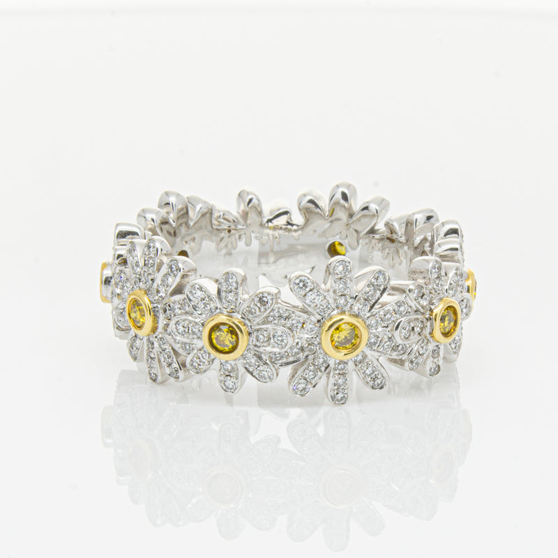 18ct White Gold Diamond Daisy Ring-Ring-Walker & Hall
