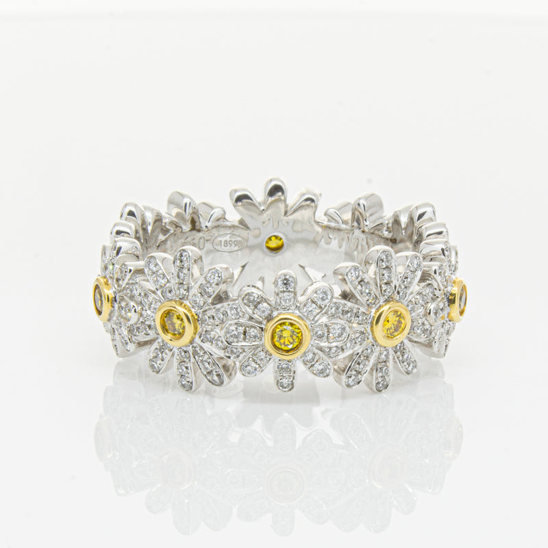 18ct White Gold Diamond Daisy Ring-Ring-Walker & Hall